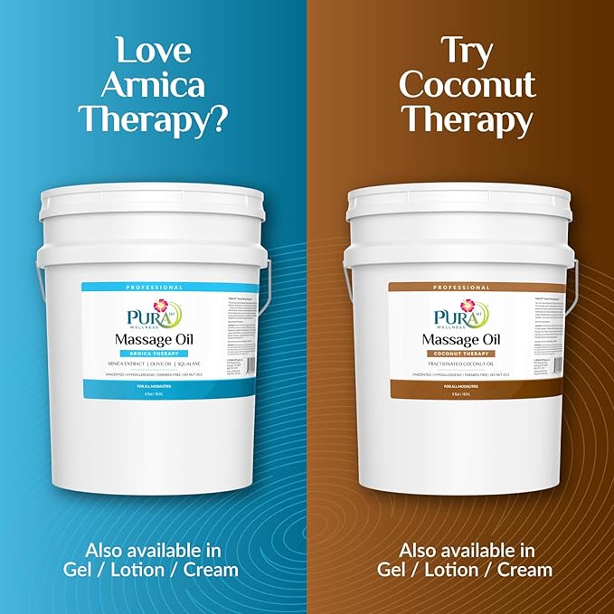 Arnica Therapy 5 Gallon Massage Oil, Arnica Extract, Professional, Massage Therapy, Deep Tissue, Unscented, Hypoallergenic, Natural Ingredients, Skin Hydrating, Moisturizing, Muscle Relief