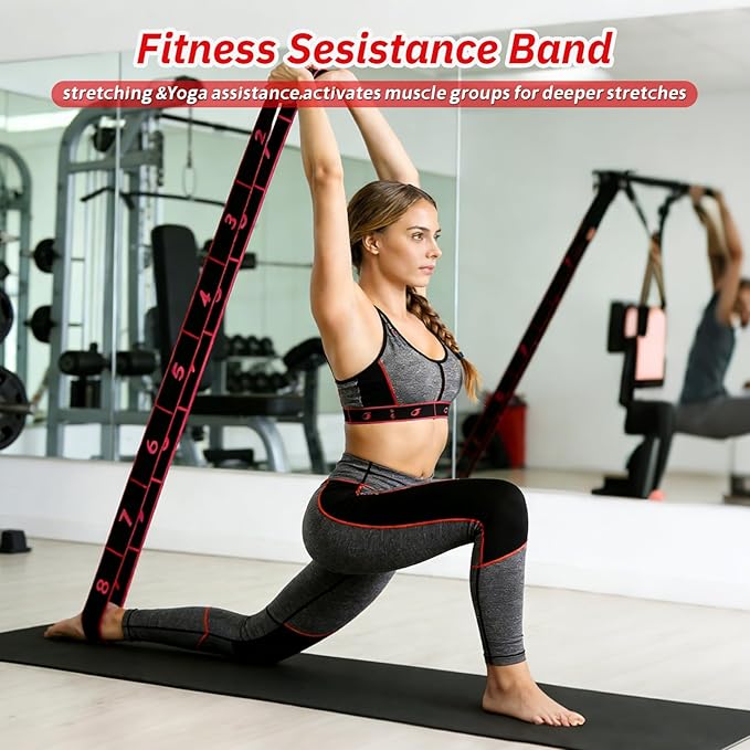 Elastic Exercise Bands with Handles, Adjustable Strength for Home Gym, Stretching, Yoga & Pilates, Non-Slip Puller Straps for Full Body, Glutes & Legs Workout