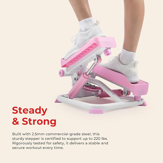 Sunny Health & Fitness Mini Steppers for Exercise at Home, Stair Step Workout Machine, Full Body Cardio Equipment, with Optional Free SunnyFit App Connection and Resistance Band