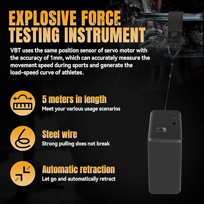 Velocity Based Training Tool, Rechargeable Smart Strength Training Monitor, Supports Real-Time Monitoring of Multiple Data, Fitness Explosive Power Training Assistant Voice Feedback