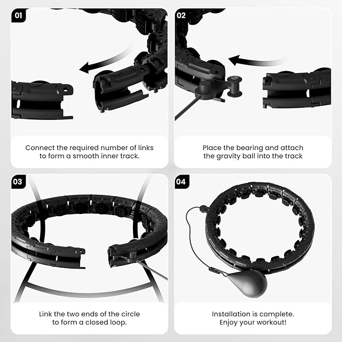 Weighted Infinity Exercise Hoop - 64in 30 Links Smart Hoop for Adult Weight Loss, Plus Size Low-Impact Fitness Hoop for Beginners & Women