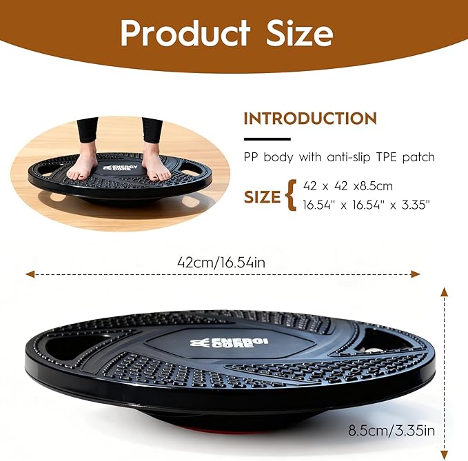 Energi Core Balance Board for Standing Desk and Core Workout - Anti-Slip Surface - Black, Green