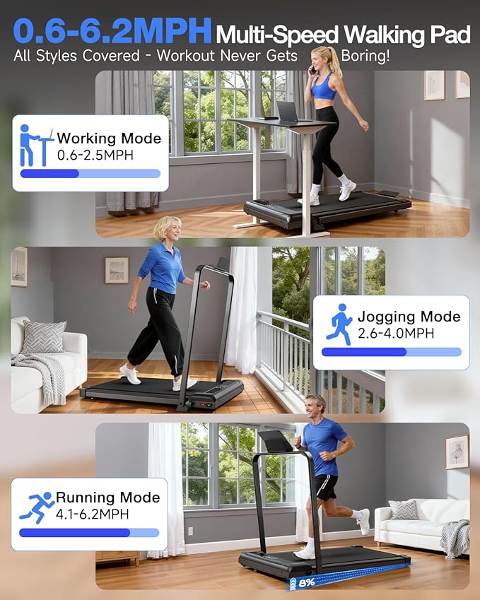 Incline Walking Pad with Handle Bars, 3.5HP Foldable Portable Treadmills for Home Office, Low Noise <40dB Under Desk Treadmill with 330LB Capacity, Wide Running Belt with Remote Control & LED Display