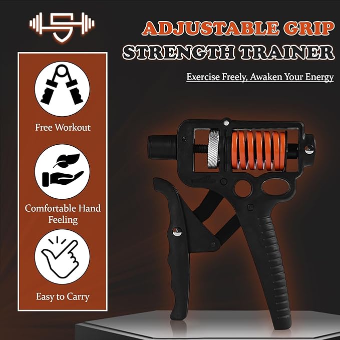 Adjustable 10–400 lb Grip Strength Trainer (Premium Adjustable Grip Strengthener for Forearm Training) Alloy Frame, Titanium-Plated Steel, TPR Non-Slip Handles | Color Orange