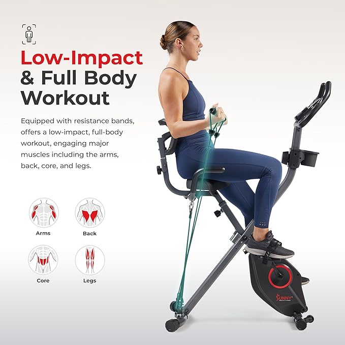 Sunny Health & Fitness Sunny Health & Fitness Smart Folding X-Bike, Portable Compact Exercise Bike for Indoor Cycling Workout, Home Cardio Training Machine, Free SunnyFit App Bluetooth Connect