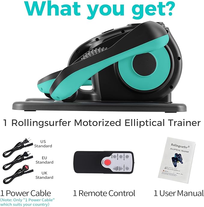 Under Desk Elliptical Machine, Electric Leg Exerciser for Seniors, Compact Seated Pedal Exerciser, Portable Elliptical Trainer with Remote and Non-Slip Pedals for Teens Adults