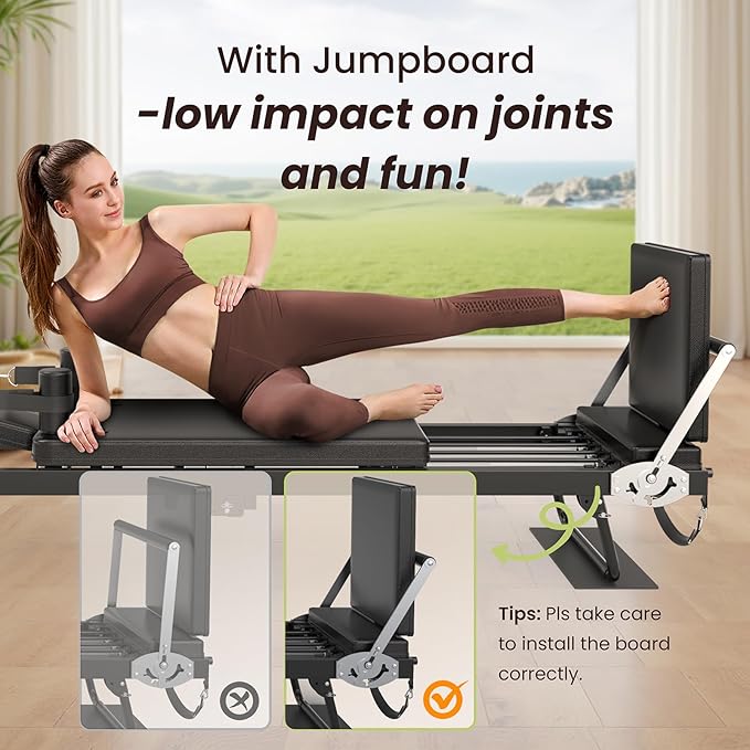 91“ Pilates Reformer Machine – Foldable Full-Body Home Pilates Equipment with Adjustable Resistance, Jumpboard, Upgraded Wheels, 400lb Support, for Rehab & Core Strength