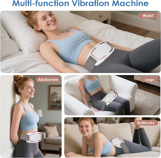 Heated Vibration Plate for Muscle Relief & Weight Loss, 9-Level Portable Cordless Massager with Heating, Mini Full-Body Fascia Ring for Lymphatic Drainage, Gift for Women (White)