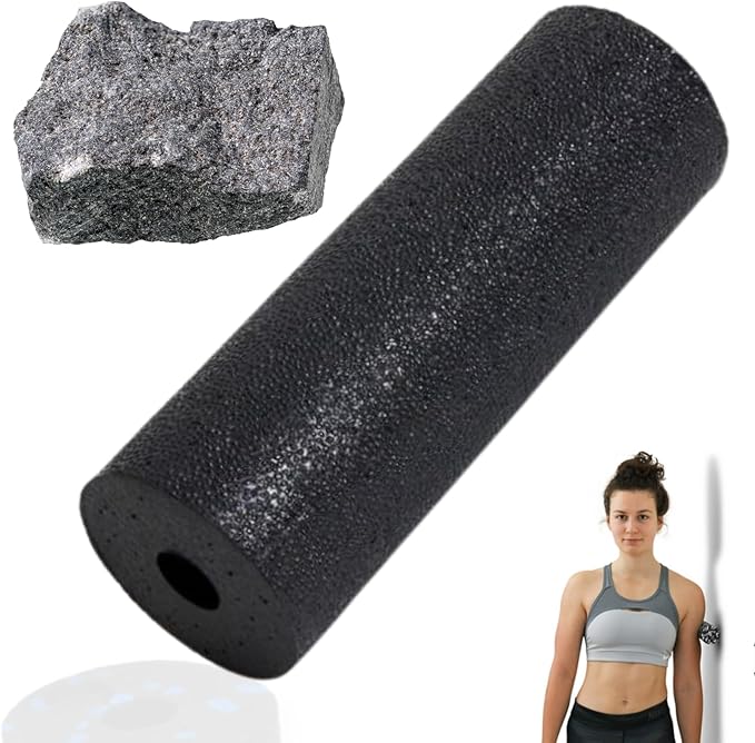 Mini Massage Foam Roller High Density - 100% Recycled Non-Toxic Material - Portable Pocket-Sized for Travel - Foot Arch,Legs & Arms Pain Target - Waterproof and Durable 15x6cm(Black)