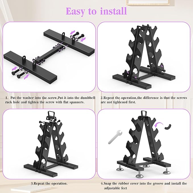 TomCare 6-Tier|5-Tier|4-Tier Dumbbell Rack Stand Only, Weight Rack for Home Gym Storage Stand for Weights Metal A-Frame Strength Training Dumbbell Holder with Handle (Dumbells not Included)