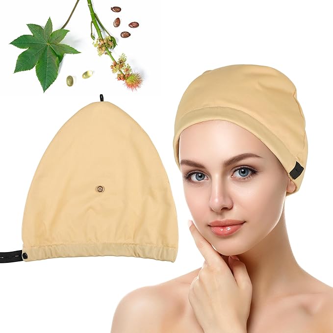 Castor Oil Pack Wrap Overnight Hair Wrap for Sleep Reusable Hair Cap Cover for Treatment of Thinning, Balding, Dry, and Damaged Hair (Oil Not Included)