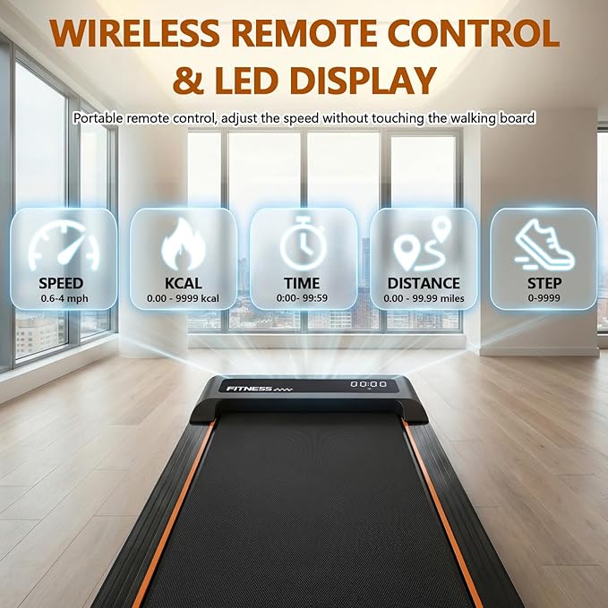 Walking Pad, Under Desk Treadmill with Incline for Home Office, Portable Walking Treadmill & Flat Running Machine, Quiet|Compact|2.5HP|300 LBS|Remote Control|LED Display