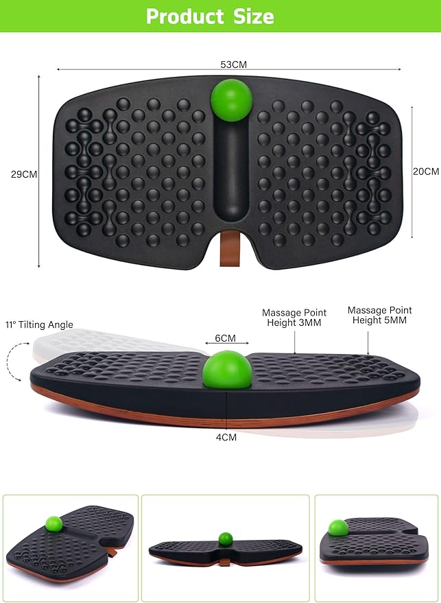Balance Board for Standing Desk, Wooden Wobble Board with Slidable Ball for Office Work, Anti-Fatigue Foot Massage Board to Relieve Fatigue, Adult Use up to 300 lbs, Black