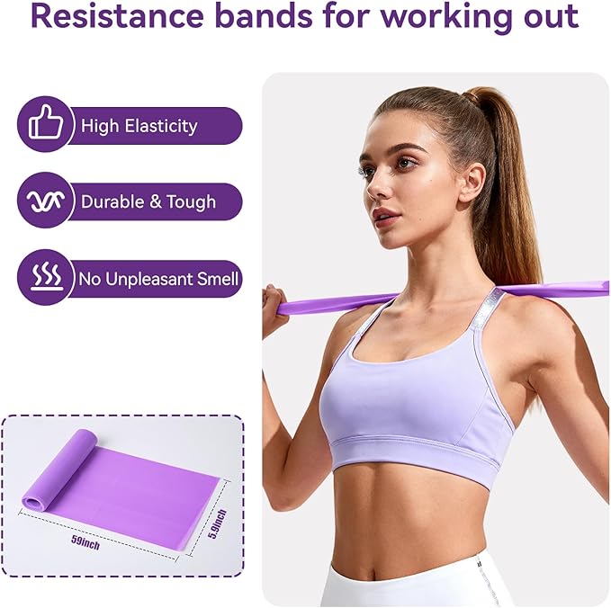Pilates Kit for Women,15 Inch Magic Circle, 6 Multi-Level Resistance Bands,Yoga Ball Socks, Back Neck Stretcher ,14-Piece Full Body Toning Pilates Equipment for Beginners, 15 Min Daily Routine