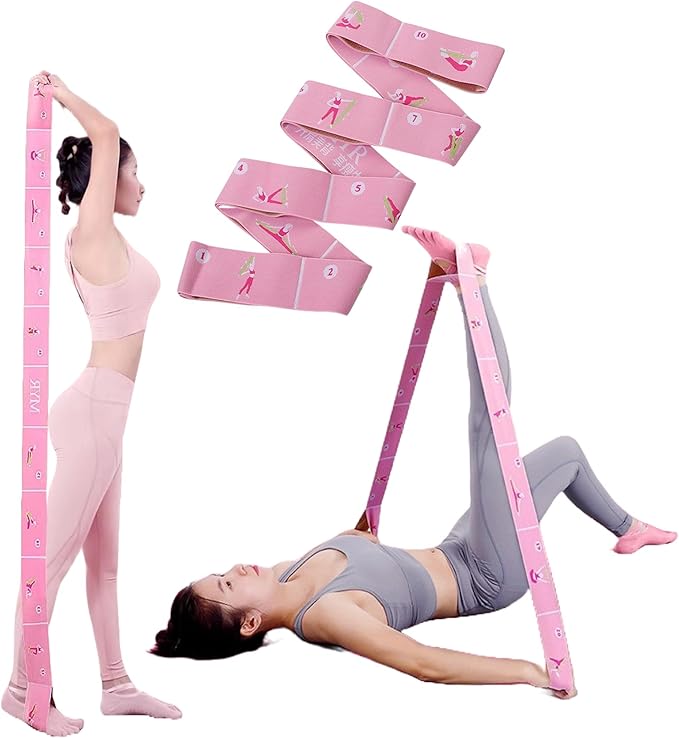 Yoga Stretch Strap with Loops - Streching Strap for Physcial Thearpy, Pilates & Flexibility Training - Exercise Strap for Hamstring, Leg Streching & Rehab - Kids & Adults
