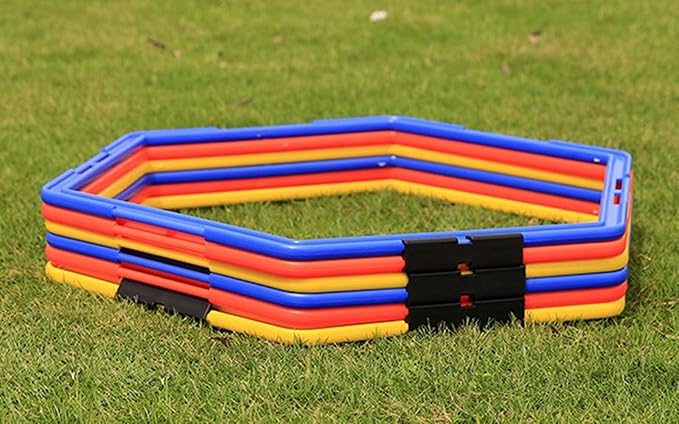 Hexagon Agility Ring Training Circle Ring Speed Agility Ladder Physical Training Ring Football Footwork Trainer Hurdles Agility Ladder Fitness Equipment Multicolor Training Ring 3Pcs