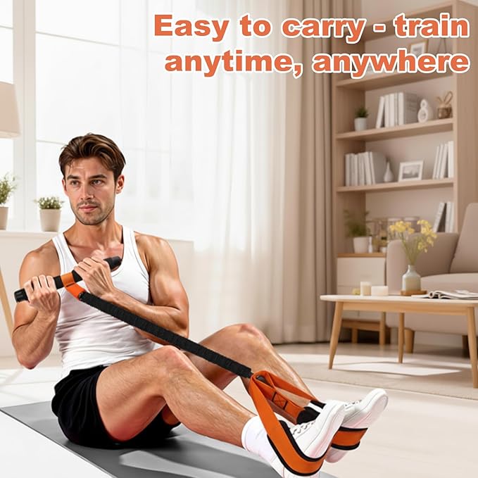 Pedal Resistance Band with Handle, Orange Resistance Bands for Working Out, Full-Body Resistance Training Equipment for Home Fitness, Exercise Band with Handles for Legs and Arms