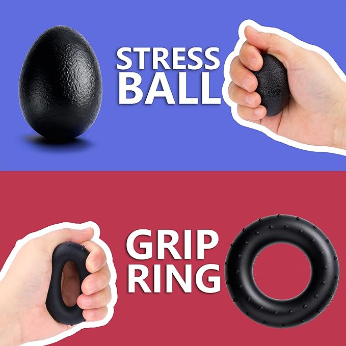 Ortarco Hand Grip Strength Trainer Kit, Stress Balls, Finger Exerciser Extensioin, 5 Pack Forearm Gripper Strengthener Adjustable Resistance, Hand Strengthening Devices