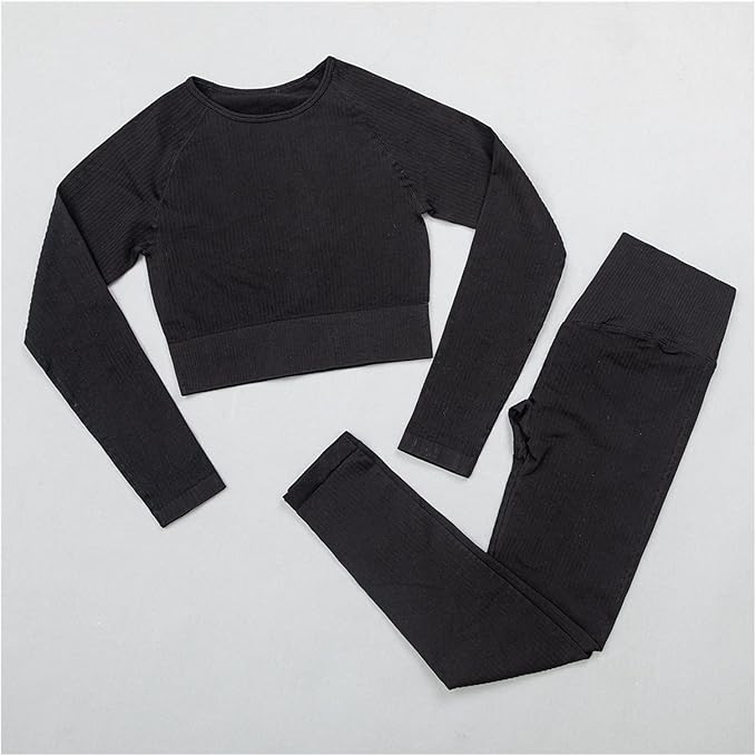 Women Gym Suit Fitness Set Sports Clothing Women Gym Clothing Yoga Clothing Yoga Sets Fitness Suit (Color : Black, Size : Small)