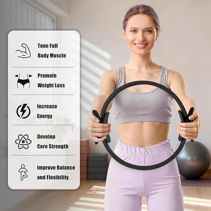 RitFit Pilates Ring Circle - 14 Inch Magic Fitness Circle for Toning Inner & Outer Thighs, Bonus Workout Guide Included