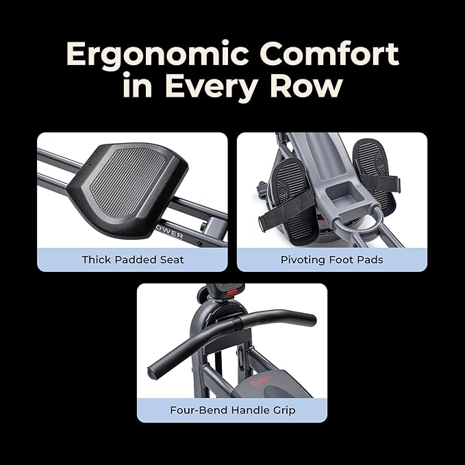 Sunny Health & Fitness Smart Dual-Rail Water Rower, 300LB Weight Capacity with Free SunnyFit App Connection – SF-RW524022