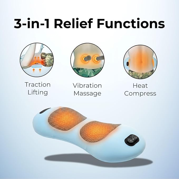 Original Therava 3-in-1 Back Massager with Traction Lift, Heat, & Vibration Massage | Lower and Upper Back Relief and Muscle Relaxation
