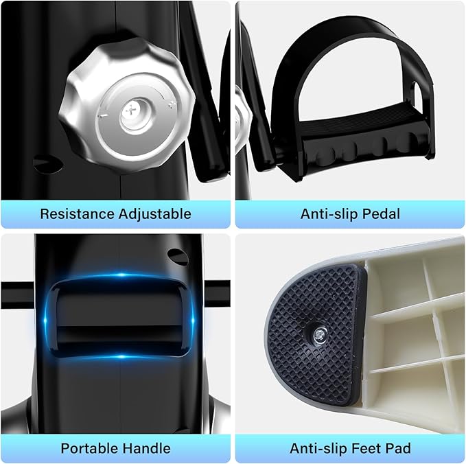 Under Desk Bike Pedal Exerciser, Mini Exercise Bike for Arm/Leg Exercise, Portable Peddler with LCD Display