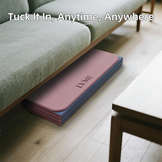 Foldable Yoga Mat, 0.32 inches Thick(8mm), SGS Certified, Non Slip, 71 x 24 inches, Foldable for Travel, Pilates, Camping, Environmental Sports Mat, Odorless TPE Material