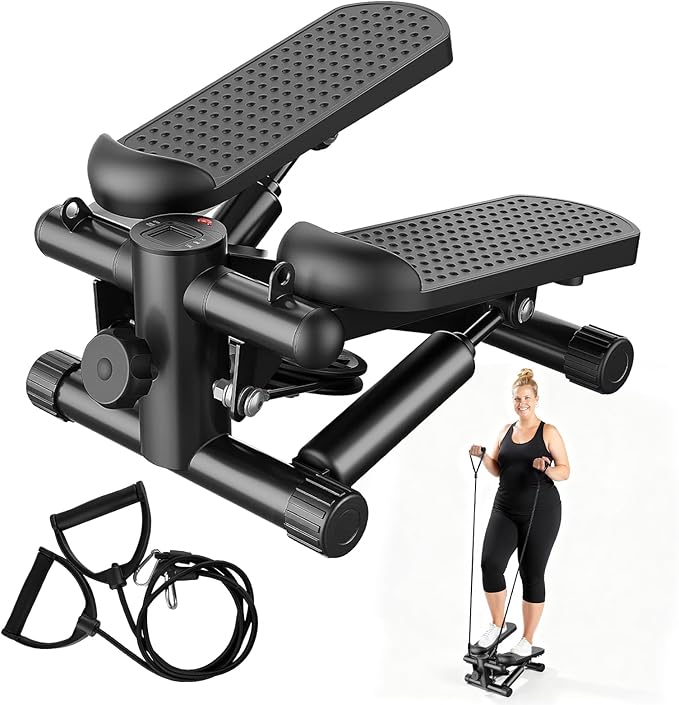 Stair Stepper with Resistance Bands for Home Exercise, Mini Stepper Machine for Indoor Fitness, Portable Home Gym Stepper for Full Body Workout, 300LBS Capacity