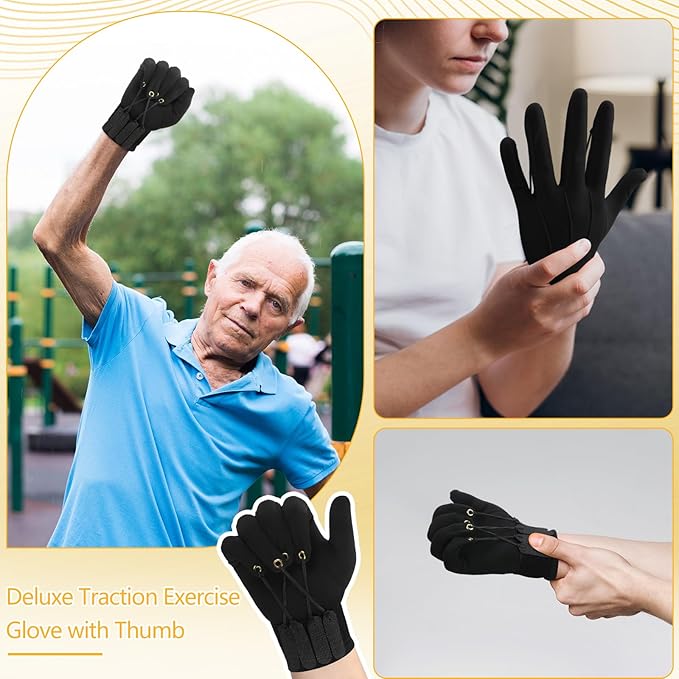 Panitay 2 Pair Traction Exercise Glove Hand Finger Strengthening Thumb Flexion Physical Therapy Glove for Increasing Strength