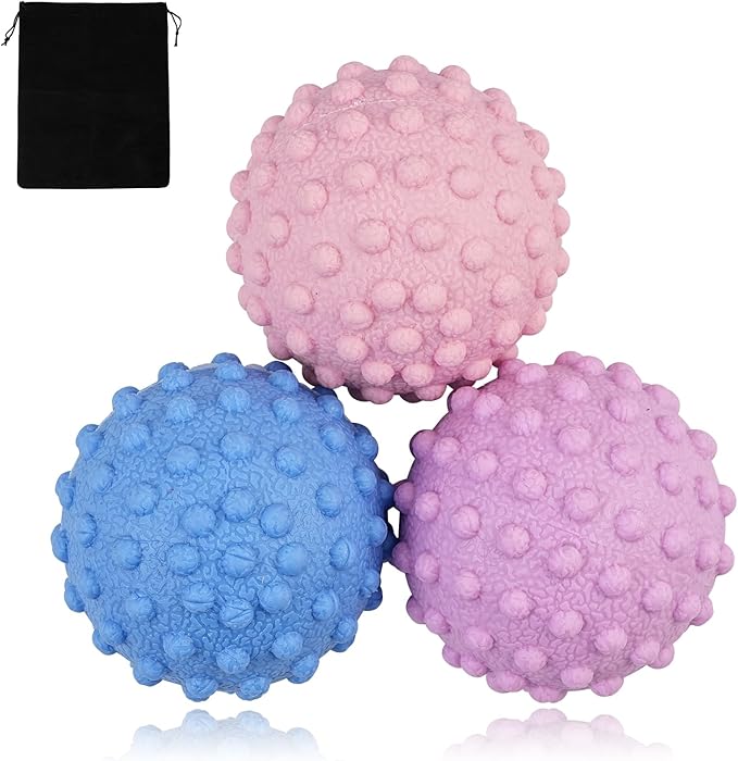 WOVTE Massage Lacrosse Ball Set for Sore Muscles, Shoulders, Neck, Back, Foot, Body, Deep Tissue, Trigger Point, Muscle Knots, Yoga and Myofascial Release