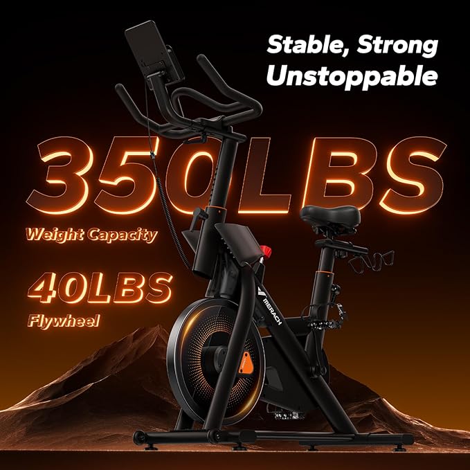 Merach Magnetic Exercise Bike, Heavy Duty Stationary Bike with Automated Resistance, 350 Lbs Weight Capacity, Low Noise Indoor Workout Bike for Home Gym with Self-Developed App