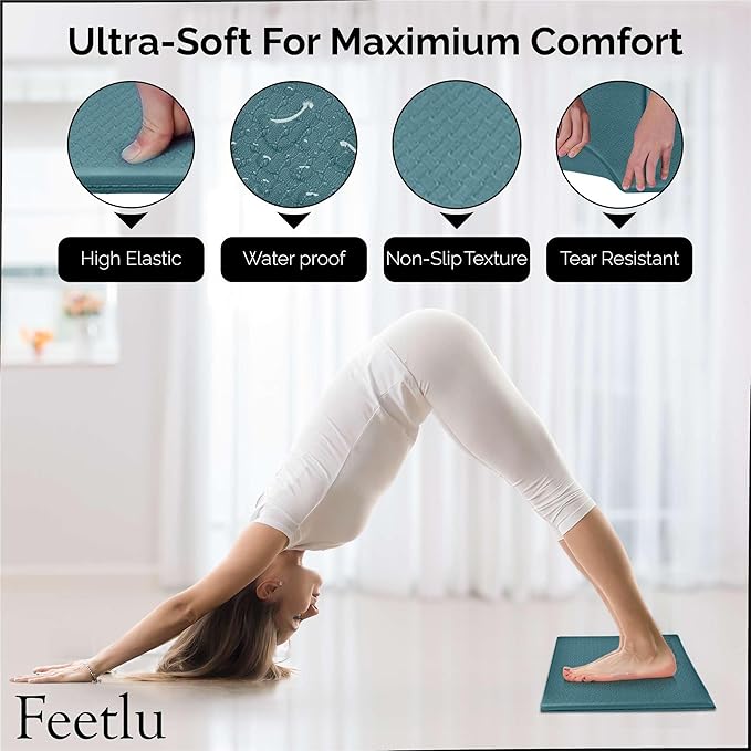 Yoga Knee Pad Cushion Exercise Knee Pad Folding, 1/2" Thick 24"x12" Eliminate Pain During Yoga or Exercise Workout– Extra Thick Padding& Support for Yoga Pilates, Fitness Exercise
