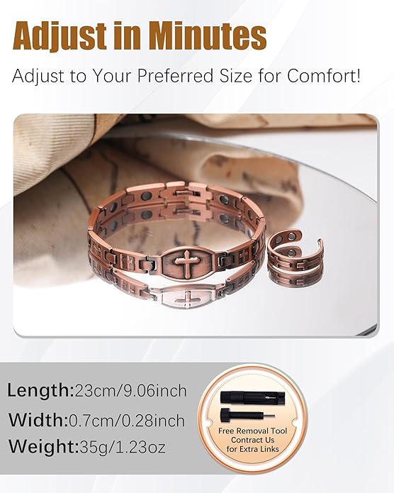 Copper Bracelets & Rings for Women, Copper Magnetic Bracelet for Women