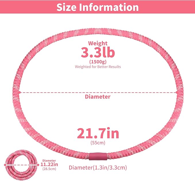 3.3 lbs Spring Soft Hula Hoop for Adults, Foldable Weighted Fitness Hoop with Video Tutorial, Soft Material Protects Lower Back, Home & Travel Workout