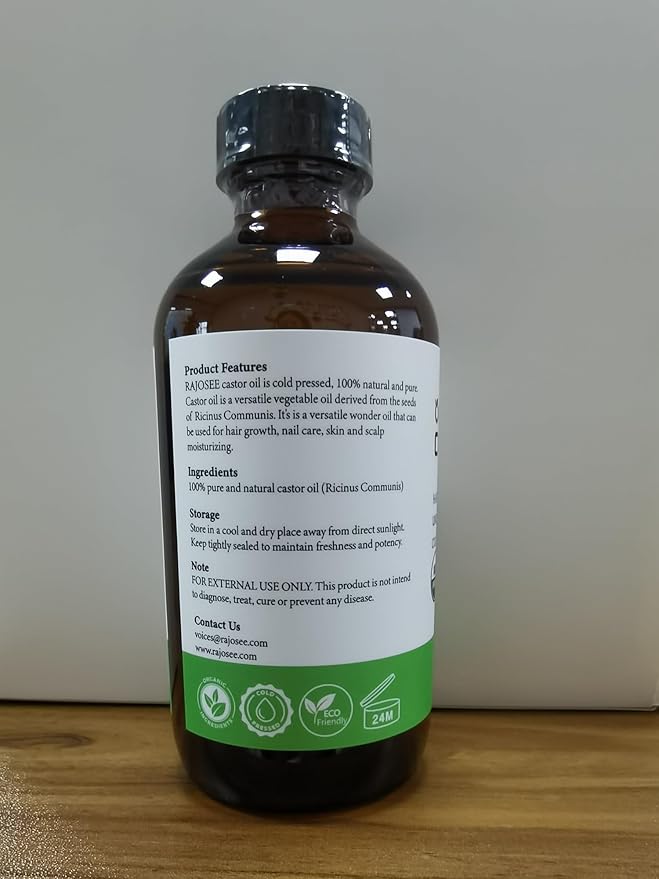 32Pcs Castor Oil Pack with Castor Oil Organic Cold Pressed Glass Bottle 8oz, Cotton Caster Oil Wrap for Waist Back Neck Arm, Self-Adhesive for Convenient Use
