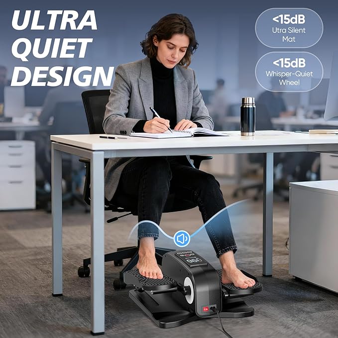 Under Desk Elliptical Machine for Senior Mini Elliptical Leg Exerciser with Remote Quiet Portable Electric Seated Foot Pedal Exerciser for Home Office