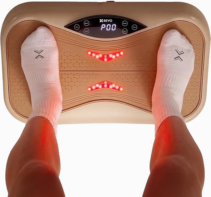 REVO Wave Board with Red Light Therapy | Vibration Plate for Lymphatic Drainage with Bluetooth Speakers, Resistance Bands, Remote | Exercise Machine for Full Body Workout Platform | 330 Lbs Capacity