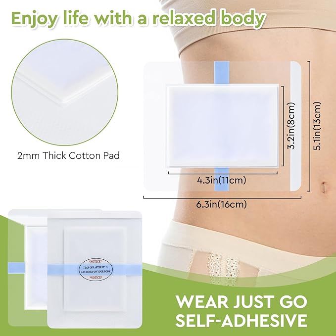 20pcs Castor Oil Pack Wrap, Castor Oil Patches for Abdominal Area, Silicone Gel Technology for Gentle Sensitive Skin Comfort, Low Sensation Wear, Painless Removal