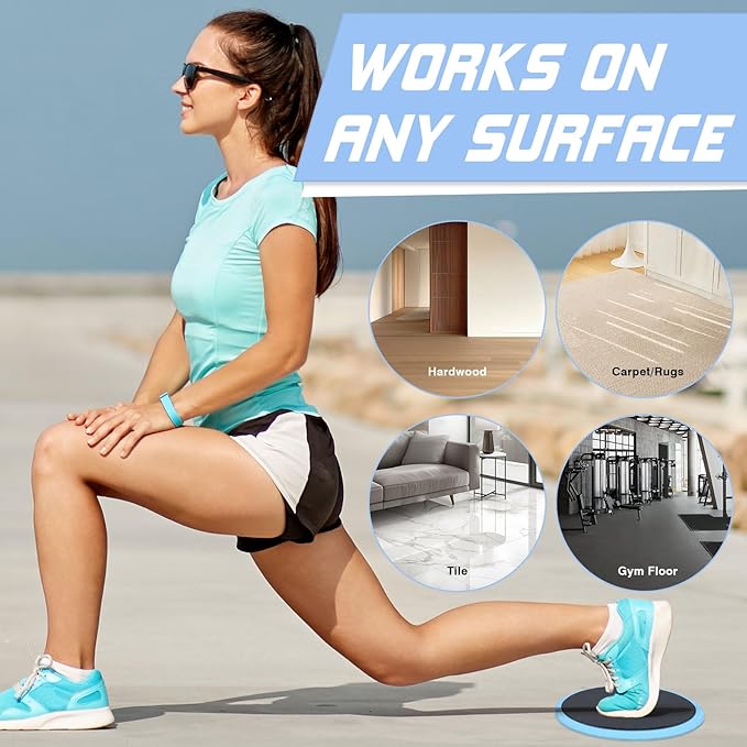 Exercise Core Sliders Core Sliding Discs, Dual Sided Workout Sliders for Full Body Workout on Carpet or Hardwood Floor, Training Abdominal Core Strength (Blue - 1 Pair)