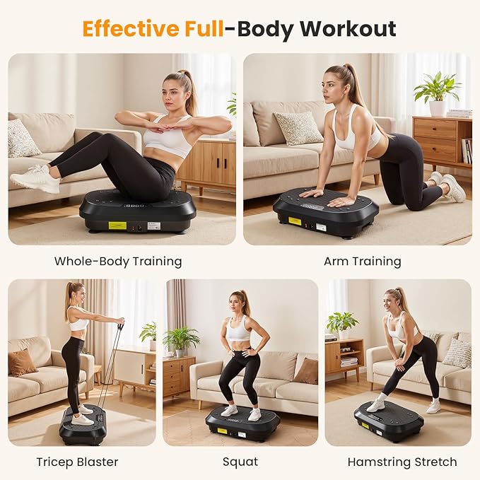 Vibration Plate Exercise Machine, Vibrating Plate for Lymphatic Drainage Weight Loss with 200 Power Motor, Shake Plate with 120 Adjustable Speeds, Whole Body Vibration Platform Machines for Women Men