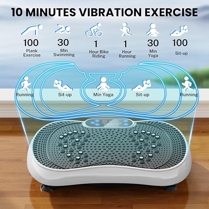 Vibration Plate Exercise Machine, Lymphatic Drainage Machine for Weight Loss, 100-Speed Platform with Remote & Bands, Quiet Full Body Vibrating Plate 500 Lbs Capacity Fitness Platform