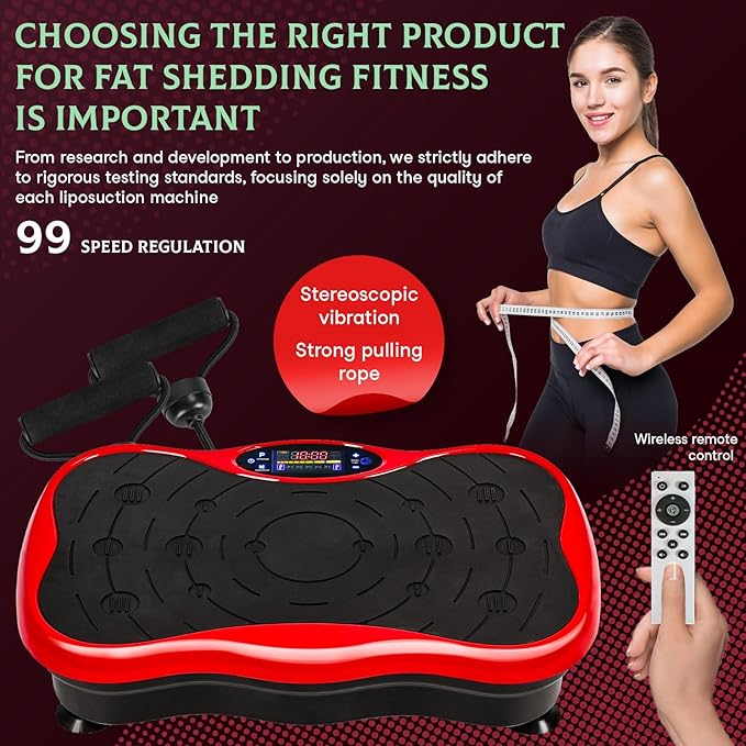 Vibration Plate Exercise Machine, Adjustable Speed Whole Body Vibration Platform with Resistance Bands & LED Touch Screen, Compact Home Gym Equipment for Weight Loss & Muscle Toning