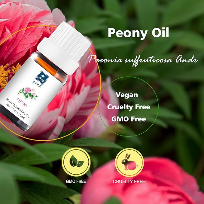 Peony Essential Oil - Pure Natural Fragrance for Aromatherapy, Perfume Making, Candles, Soap, Room Spray, Diffuser Blends - Organic, 10mL Undiluted - Pack of 2