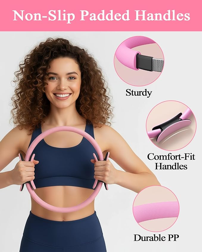 12 Pcs Pilates Equipment kit for Home Workouts, Women's Pilates Essentials Set, Pilates Ring and 2 Ball Accessories Ket, with 5 Resistance Loop, Grip Socks, Resistance Bands, Sculpt Band & Storage Bag