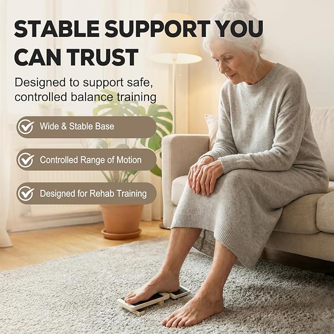 Single Leg Balance Board Wooden Foot Strengthener Trainer for Sprained Ankle and Achilles Tendon, Stability Training Plantar Fasciitis Relief, Stronger Ankles & Better Balance in 10 Minutes Daily