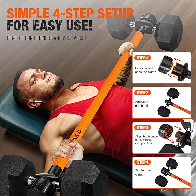 Dumbbell Converter, Convert Dumbbells to Barbell Set, Weight Bar for Bench Presses, Squats, Hip Thrust, Deadlifts, Home Weightlifting and Strength Training, Versatile Home Gym Equipment