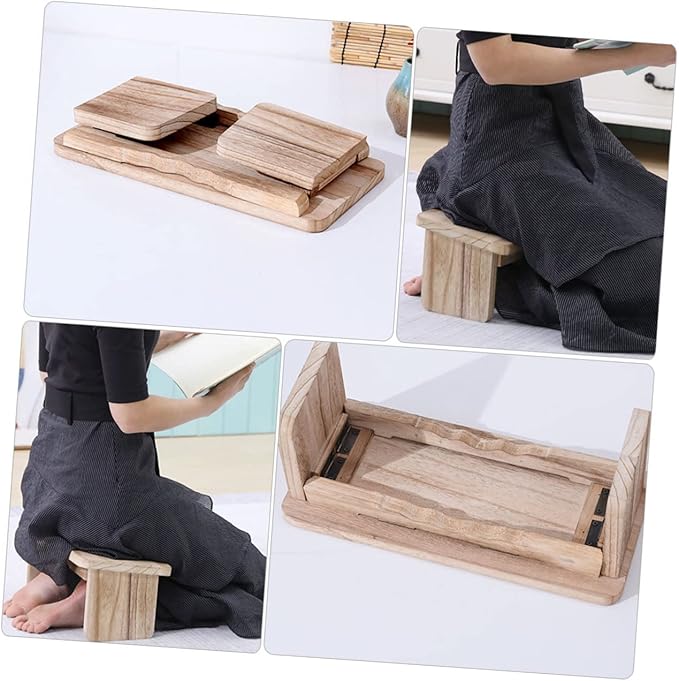 Zen Meditation Bench Stool Folding Wooden Kneeling Chair for Prayer and Tea Lightweight Non-Slip Design Durable Natural Wood for Better Circulation and Comfort