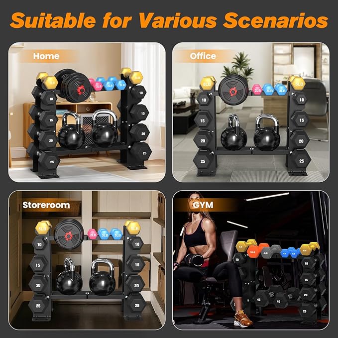 DERACY Dumbbell Rack Stand Only, 5 Tier Black Dumbbell Stand for Home Gym, Heavy Duty Steel Weight Rack Holds 8-30LB Pairs, 450LBS Capacity Free Weight Storage Organizer for Strength Training Equipment