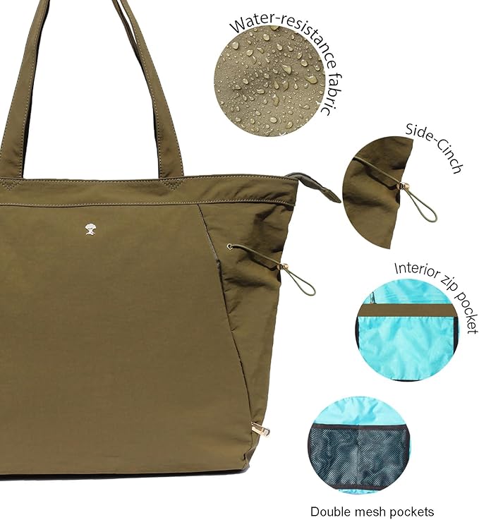 ESVAN Yoga Tote Bag for Women Shoulder Bags Drawstring for Office Workout Travel Carryall Pilates Gym and Beach